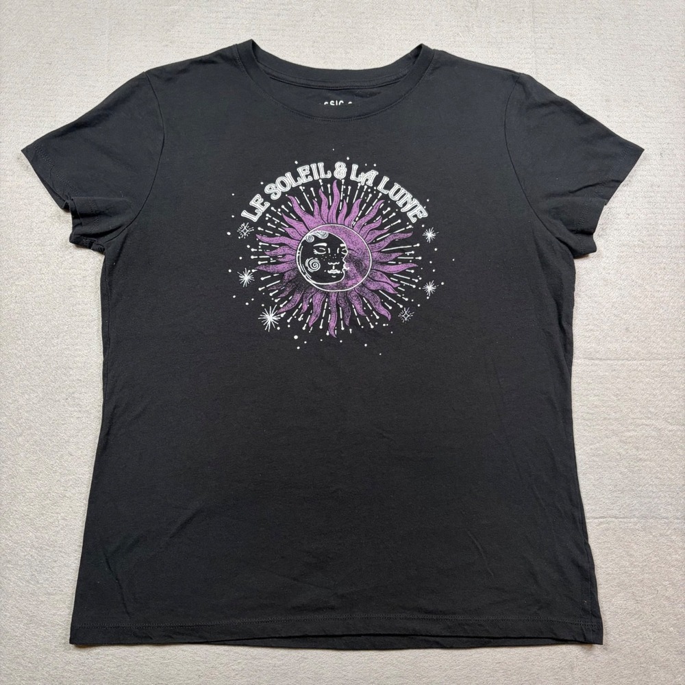 Celestial T-Shirt Tee Shirt Womens XL Black Purple